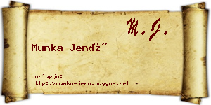 Munka Jenő névjegykártya